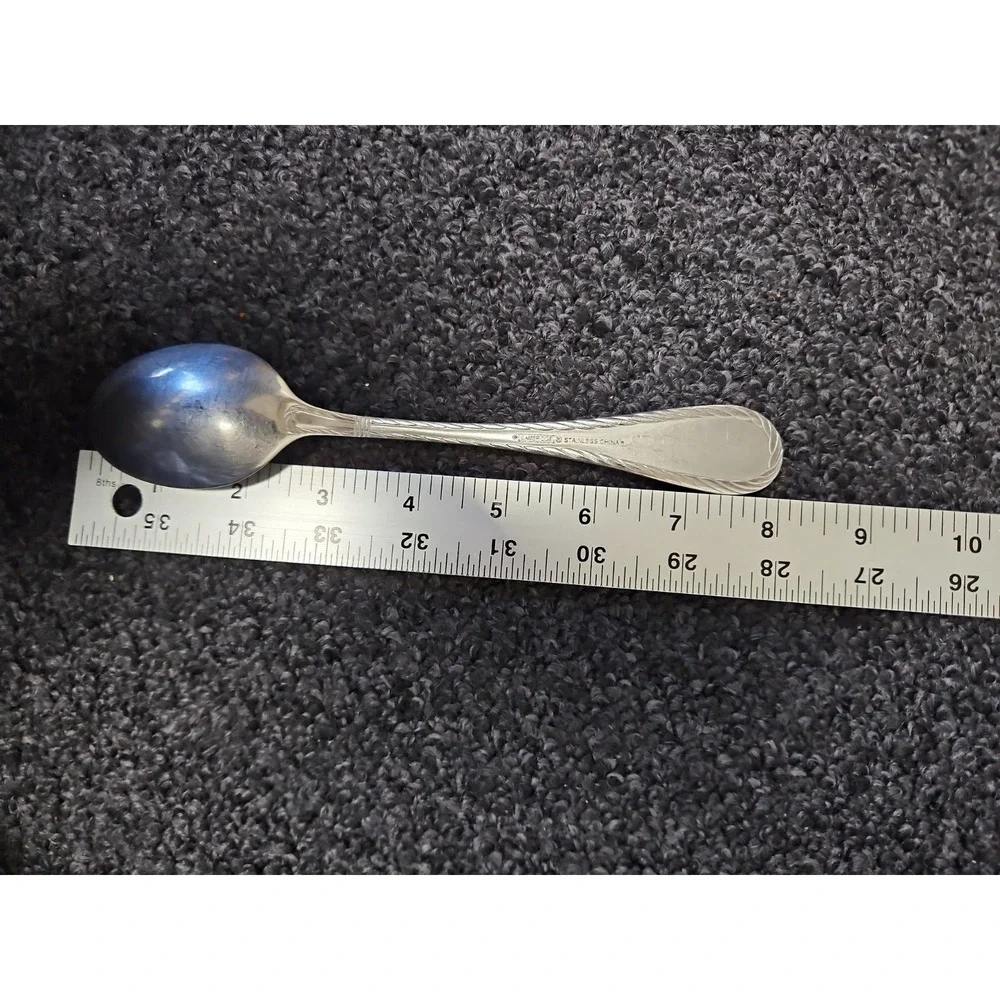 Set Of 5 Soup Spoons Cambridge Carlyle Frost Stainless Rope Trim 8